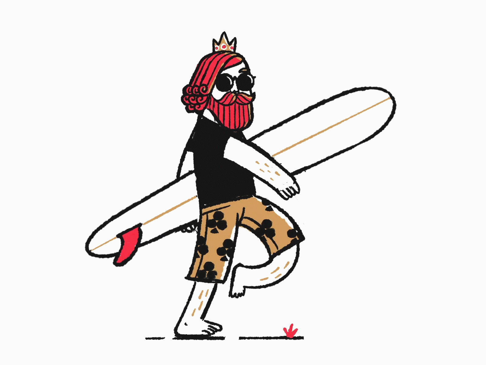 WALKgif2 character drawing framebyframe gif handdrawn illustration king linear loop loop animation playing cards poker procreate procreate5 sketch surf surfartist surfboard walk walkcycle