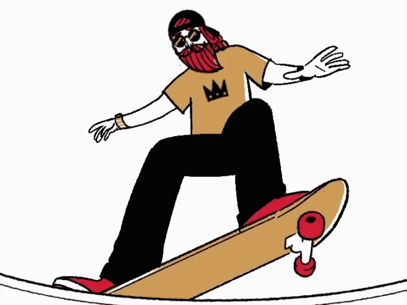 Skate trick loop character gif illustration king loop loop animation procreate procreate5 procreateanimation skateboard skateboard trick