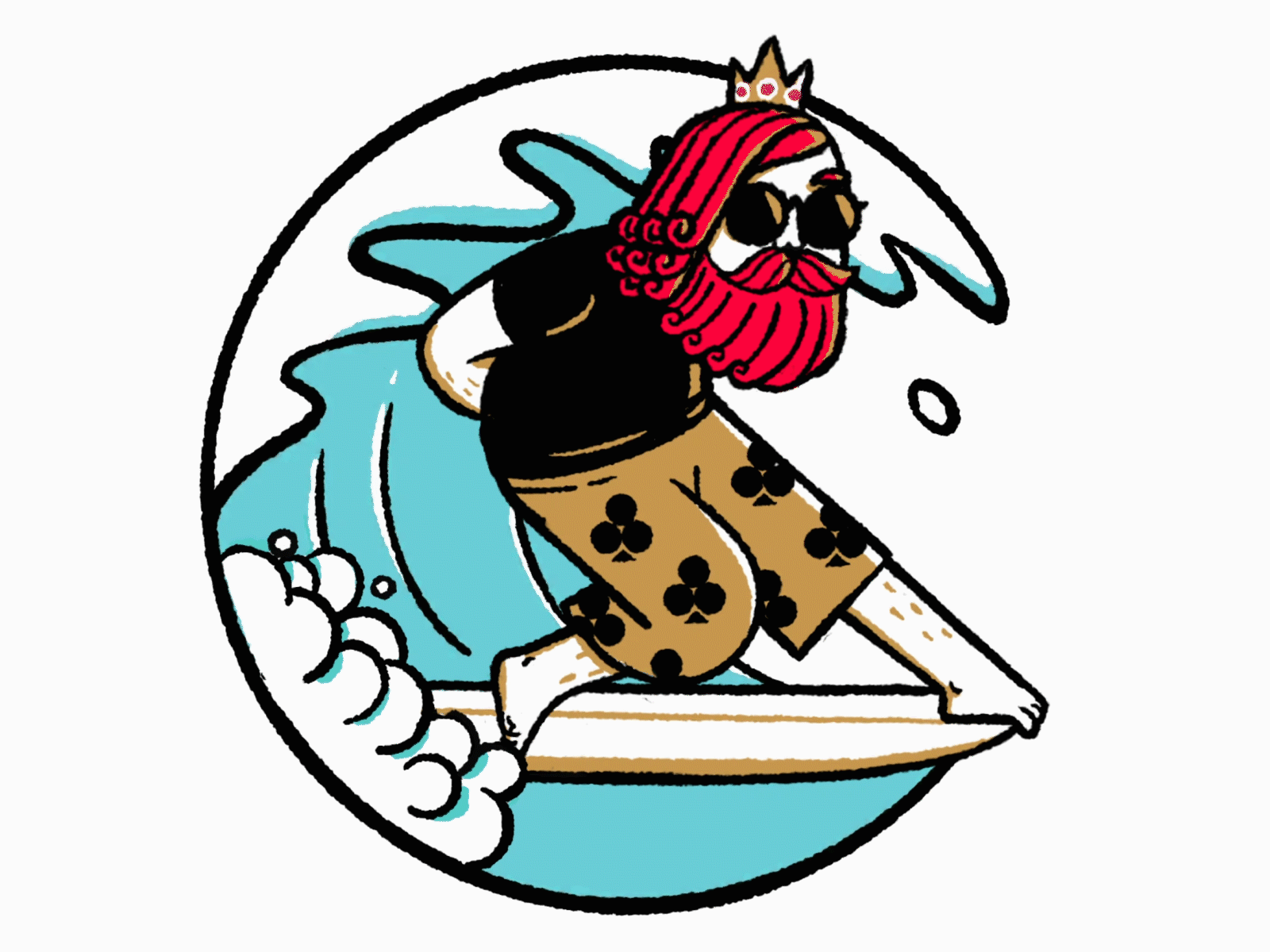 Infinite surf character illustration king longboard loop animation procreate procreate art surf surfart surfing