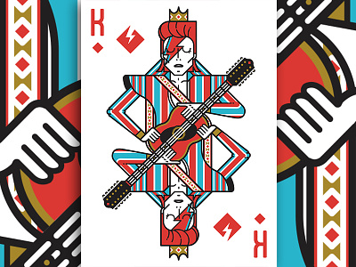 King Ziggy Bowie 12strings bowie character davidbowie flash flat guitar illustration king linear playing cards poker popstar vector ziggy stardust