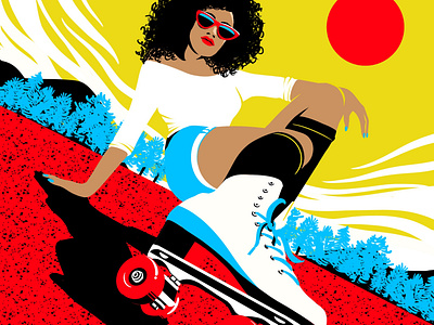 Quad roller skate girl artwork fisheye fisheyeview flat illustration procreate rollergirl rollerquad rollerskates rollerskating