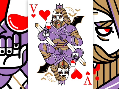 VLAD III - Dracula Playing Card blood bloody character design dracula fear flat horror illustration king linear playing cards poker vampire vector