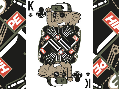 King of Clubs - HYPEBEAST PLAYING CARDS elephant flat hype hypebeast king linear playing cards poker supreme vector
