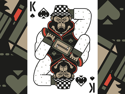 Gorilla King of Spades - HYPEBEAST PLAYING CARDS character fashion flat gorilla illustration king linear playing cards poker vector
