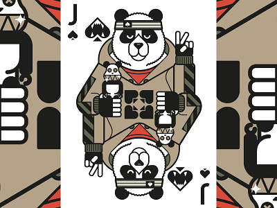 Panda Jack of Spades - HYPEBEAST PLAYING CARDS bearbrick character design fashion flat illustration linear panda playing cards poker sporty streetwear swag vector