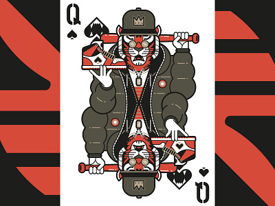 Tiger Queen of Spades - HYPEBEAST PLAYING CARDS character chinesenewyear design flat hype hypebeast illustration jungle linear lunarnewyear merry playing cards poker spades streetwear supreme swag tiger vector year
