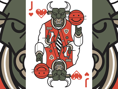 Bull Jack - HYPEBEAST PLAYING CARDS adobe adobeillustrator apparel basketball bull character chicago flat geometric hype hypebeast illustration illustrator linear playing cards poker smiley style vector vectorart