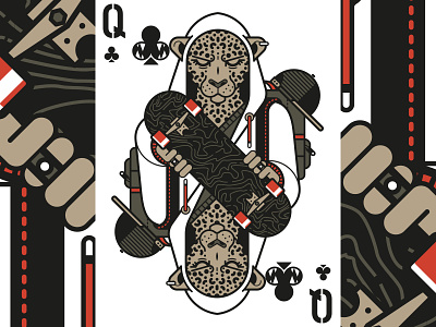 Cheeta Queen of Clubs - HYPEBEAST PLAYING CARDS adobe bold character cheeta flat hoodie hype hypebeast illustration illustrator leopard linear playing cards poker skater street stroke swag teen vector