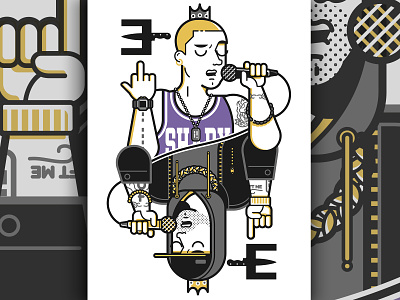 Eminem Vs Slim Shady 2023 adobe artwork card character eminem flat hiphop illustration illustrator linear oldschool playing cards poker rapper shady slim slimshady vector vectorartwork