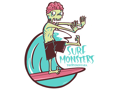 ZombieSurfer blue character drawing illustration monster ocean ola surf wave zombie