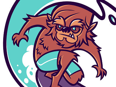 MonstersOfSurf - Werewolf character drawing illustration monster ocean sticker surf surfboard vector wave werewolf wolf