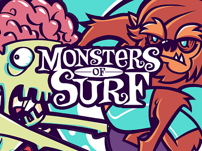 Monsters of Surf: The Shop! character illustration kraken monster mummy shop surf t shirt werewolf zombie