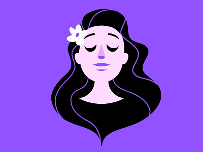 Violet face flat flower girl hair minimal peace vector violet woman