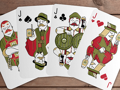Beer playing cards - JACKS beer brewery characters illustrations jacks moustache playing cards poker