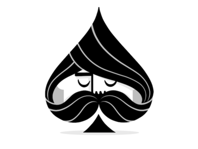Ace of moustaches ace ace of spades black white flat illustration hairstyle moustaches poker