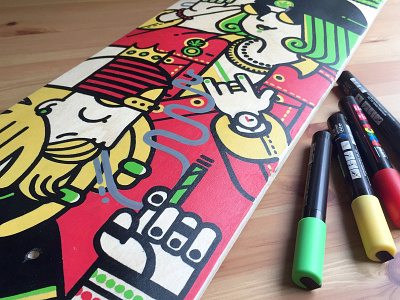 Boards & poscas #1 board deck flat design handmade illustration joint marijuana markers skateboard smoke
