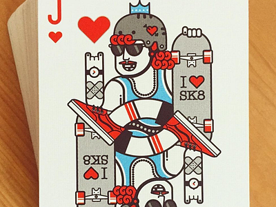 I love Skate cardistry character geometrical heart illustration playing cards poker card skateboard symmetry vector