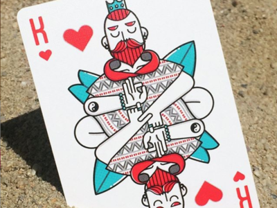 King of Yogasurf cardistry heart king linear meditation playing cards summer surf surfart surfboard vectorart yoga