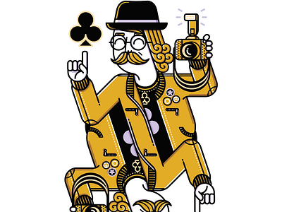 Jack of Clubs character clubbing clubs flat illustration jack linear photographer playing cards poker vector