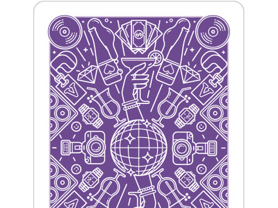 Nightclub Playing Cards cardistry champagne cocktail design discoball flat geometric geometric art geometric illustration illustration kaleidoscope linear pattern playing cards poker purple radial vector