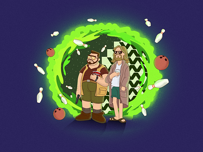 Big Lebowski / Rick and Morty big lebowski cartoon cartoon character character design dude flat illustration illustration rick and morty vector