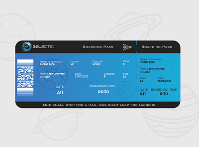 Daily UI #024 - Boarding Pass 024 adobexd astronout boarding pass dailyui dailyui 024 dailyui024 dailyuichallenge fly moon studying ui ux