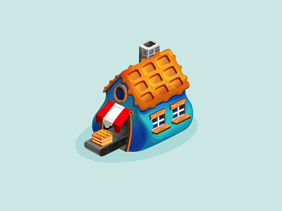 kids game factory illustration isometric vector wafer