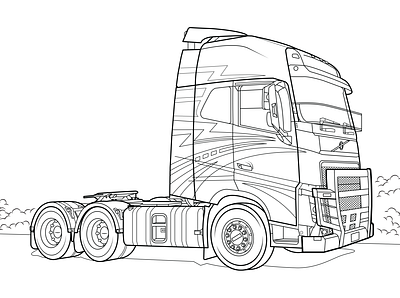 illustration black and white illustration line art line drawing truck truck illustration vector drawing