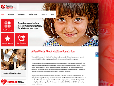 M-Foundation donations website mockup pakistan telecom ui website
