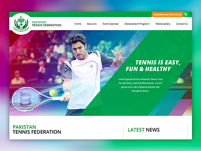 Tennis Federation games mockup pakistan sports tennis ui web design website