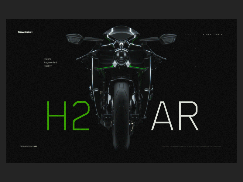AR App - Kawasaki H2 Concept / Web Intro 3d automotive automotive design c4d creative graphicdesign intro kawasaki motorcycle octanerender product sport bike ui web webdesign