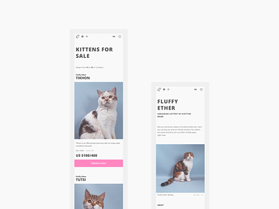 Fluffy Ether — cattery website adaptive cats cattery clean clean ui design interface minimal pets petshop simple ui userexperience userinterface ux web webdesign website