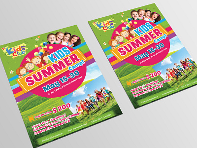 Kids Summer Camp Flyer activity admission adventure child childrens birthday daycare family day flyer fun invitation kid kids activities kids fest kids holiday kids summer kids time kindergarten open day party play group