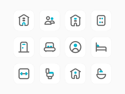 Accommodation Details Icon Set 2d abstract branding design flat graphic design home house icon icon design iconography illustration illustrator interface logo minimal simple ui vector web design