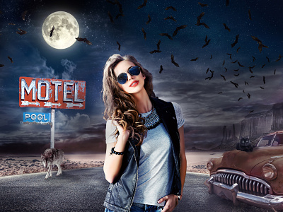 Longmonsters black cat desert design nightlife photomanipulation photoshop supernatural vampires wolf