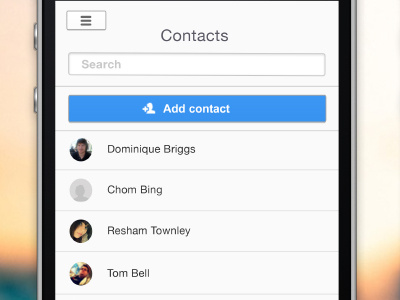 Contacts Page app circles clean contacts crm iphone list mobile ui