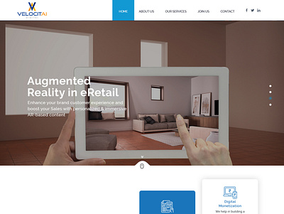 velocitai websites Home page typography ux website