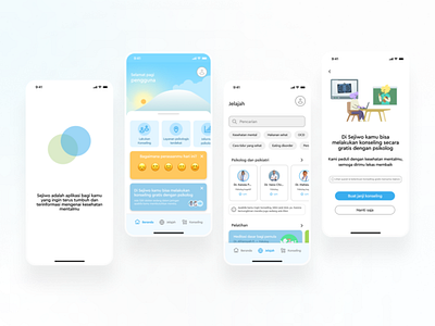 Sejiwo - Mental health app concept android application design health health app healthy indonesia ios mental health mobile searching ui user experience user interface ux well being