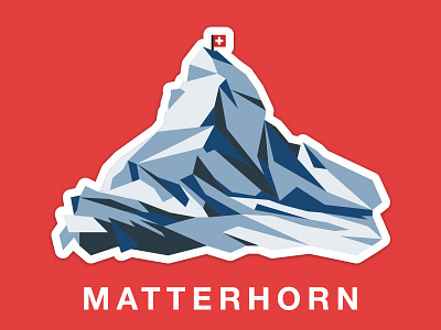Matterhorn, Switzerland illustration matterhorn mountain red sticker stickermule switzerland vector
