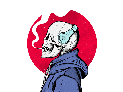 Evening comic art comics design drawing illustration illustrations merch music poster procreate retro skeleton skull