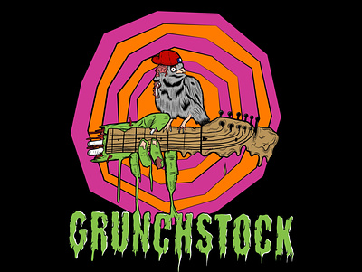 Grunchstock festival tee apparel brand branding cartoon custom design design digital art drawing festival grunchstock handdraw illustration merch procreate retro tee tees tshirt zombie