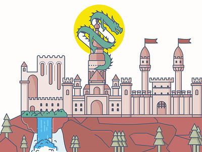 Dragon Castle castle dragon illustration kingdom monster