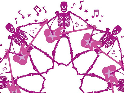 skeleton music group vector art background fashion guitar life metalic music pattern skeleton skull texture vector