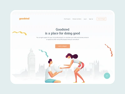 Goodsted homepage illustration interface design landing page landingpage mainpage ui ux website