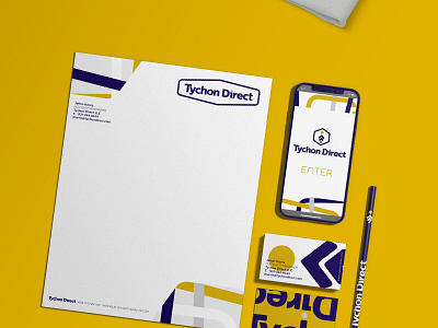 Tychon Direct - Stationary brand branding branding identity business cards creative creative direction design designer e commerce flat illustration logo minimal mockup stationary system type typography united states usa