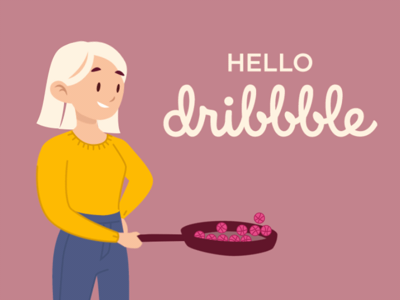 Hello dribbble! 2d animation character design cooking first shot firstshot hello hello dribbble hello dribble illustraion motion design