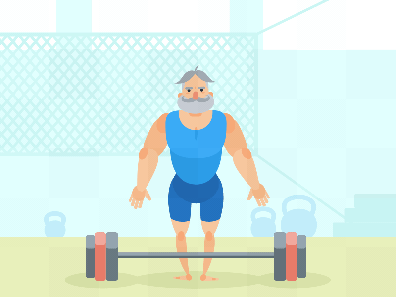 Strong man 2d animation aftereffects animation barbell character animation duik duik bassel man motion design sport strength exercises strong strongman