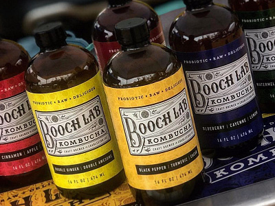 Booch Lab Bottles branding kombucha logo packaging