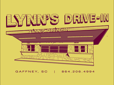 Lynn's Drive-In branding design illustration logo vector