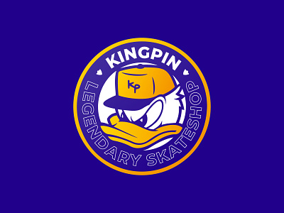Kingpin Duck Gang branding design duck illustration kingpin legendary logo logotype mascot print shop skateshop store vector